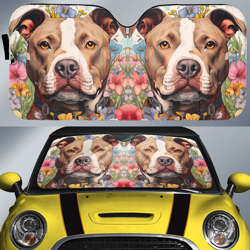 Dog Pitbull Floral Car Sunshade Custom Car Accessories - Gearcarcover - 1