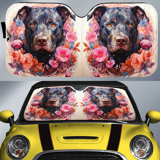 Dog Pitbull Floral Car Sunshade Custom Car Accessories - Gearcarcover - 1