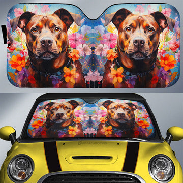 Dog Pitbull Floral Car Sunshade Custom Car Accessories - Gearcarcover - 1