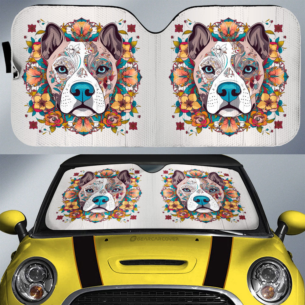 Dog Pitbull Floral Car Sunshade Custom Car Accessories - Gearcarcover - 1