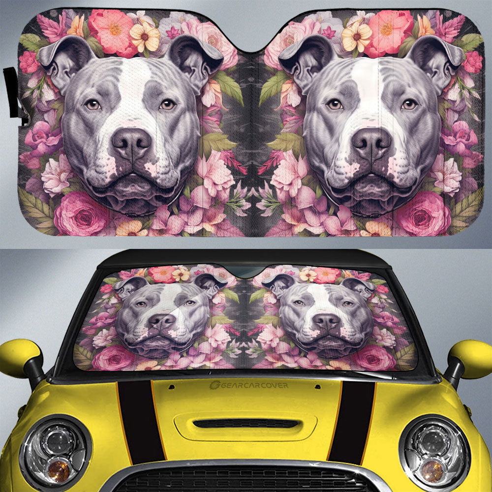 Dog Pitbull Floral Car Sunshade Custom Car Accessories - Gearcarcover - 1