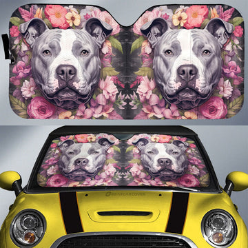 Dog Pitbull Floral Car Sunshade Custom Car Accessories - Gearcarcover - 1