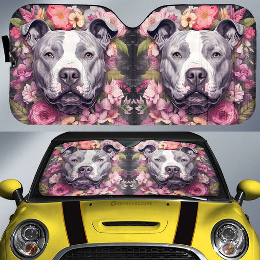 Dog Pitbull Floral Car Sunshade Custom Car Accessories - Gearcarcover - 1