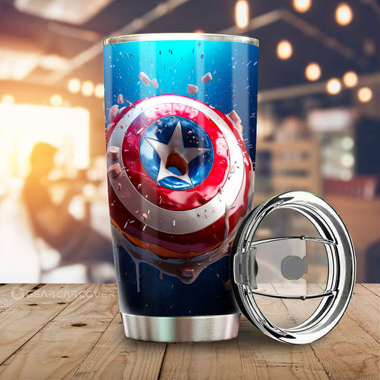 Donuts Tumbler Cup Custom Captain America Car Accessories - Gearcarcover - 1
