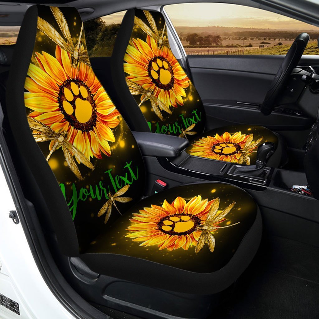 Dragonfly Car Seat Covers Personalized Sunflower Paws Car Accessories - Gearcarcover - 2
