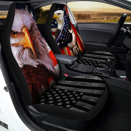 Eagle Car Seat Covers Custom American Flag Car Accessories - Gearcarcover - 2