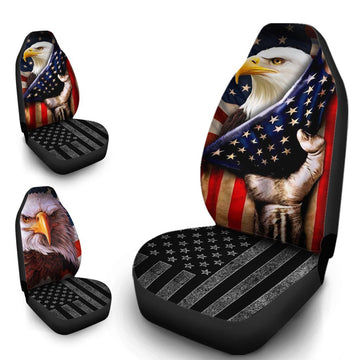 Eagle Car Seat Covers Custom American Flag Car Accessories - Gearcarcover - 1