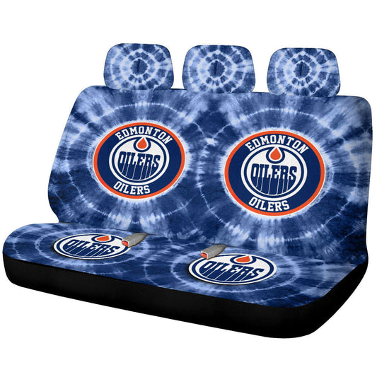 Edmonton Oilers Car Back Seat Covers Custom Tie Dye Car Accessories - Gearcarcover - 1