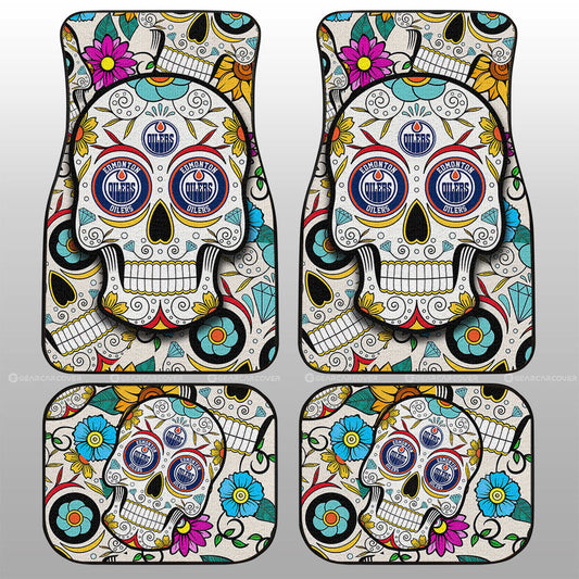 Edmonton Oilers Car Floor Mats Custom Sugar Skull Car Accessories - Gearcarcover - 1