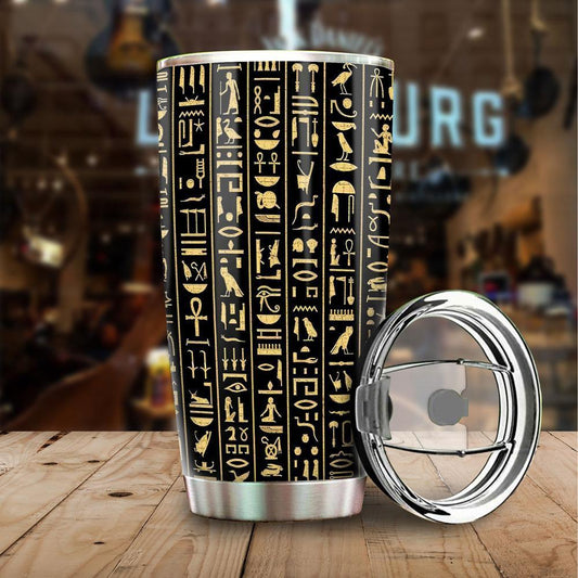 Egyptian Hieroglyphs Tumbler Cup Egypt Coffee Cup Stainless Steel - Gearcarcover - 2