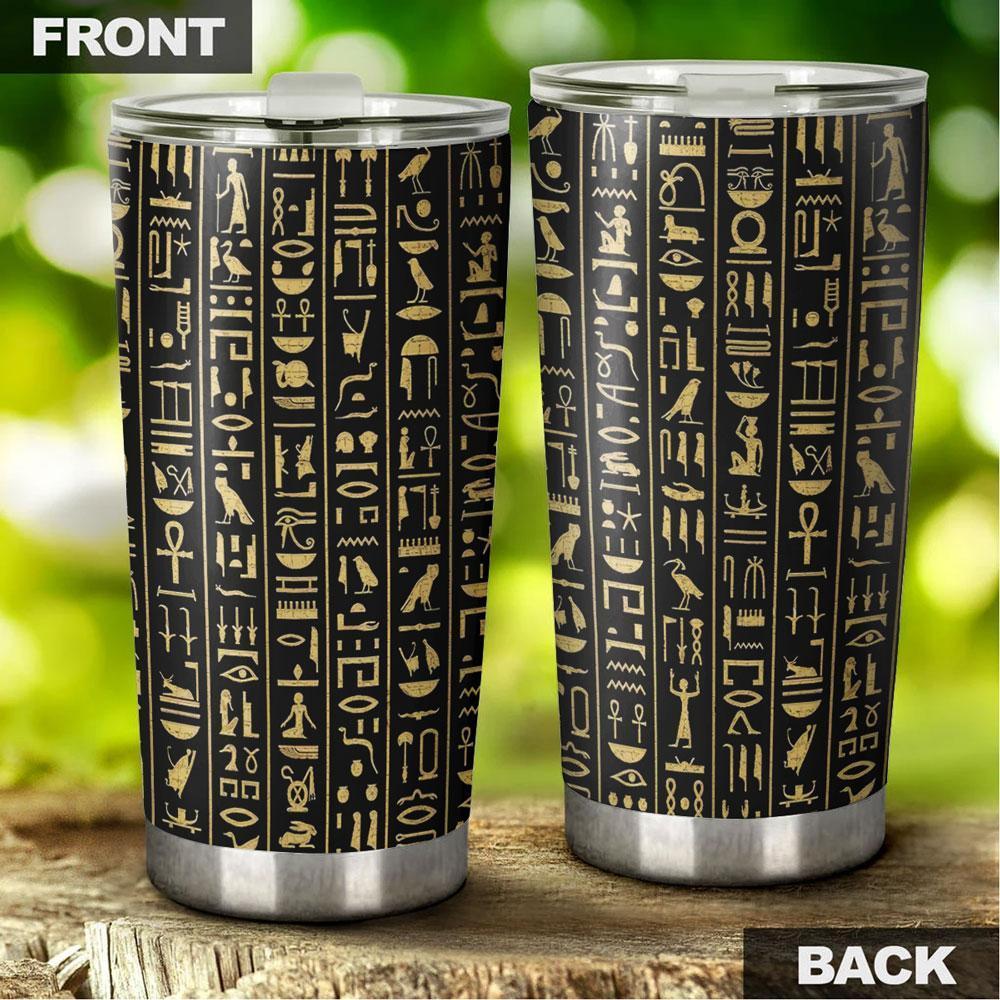 Egyptian Hieroglyphs Tumbler Cup Egypt Coffee Cup Stainless Steel - Gearcarcover - 3
