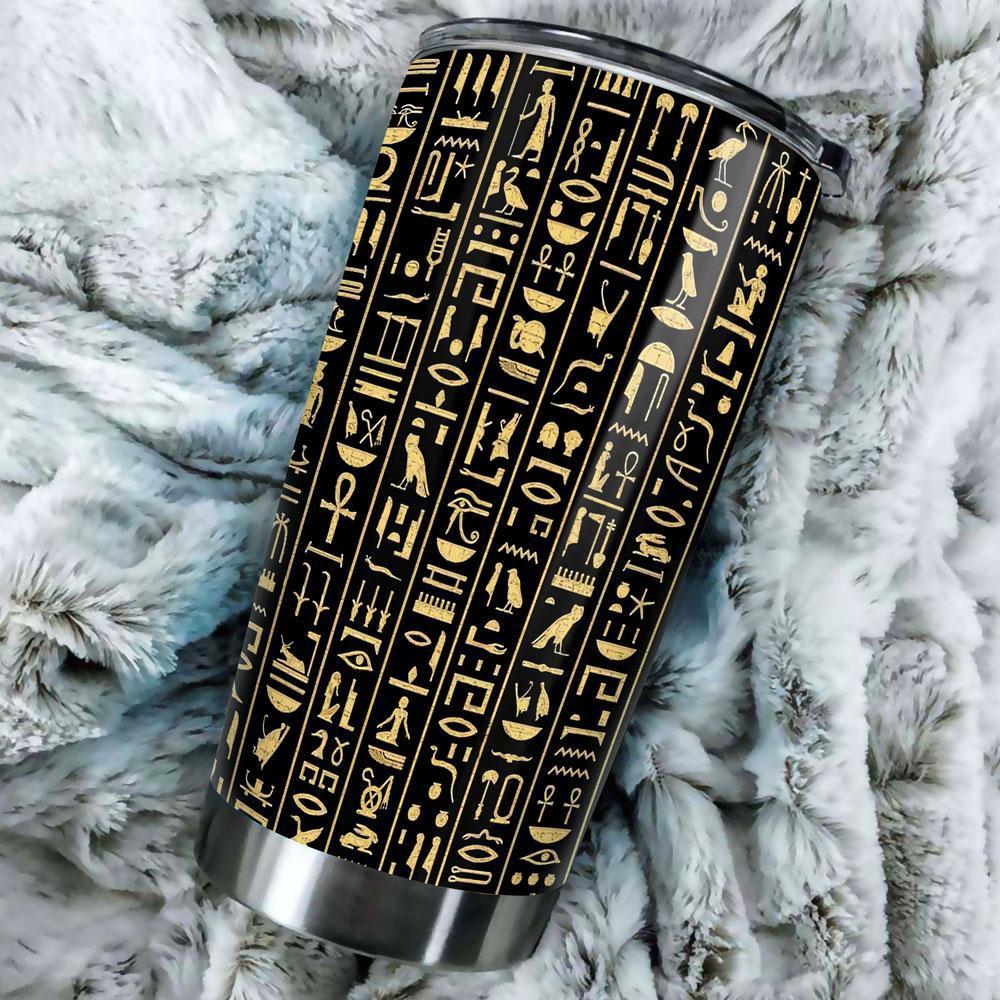 Egyptian Hieroglyphs Tumbler Cup Egypt Coffee Cup Stainless Steel - Gearcarcover - 1