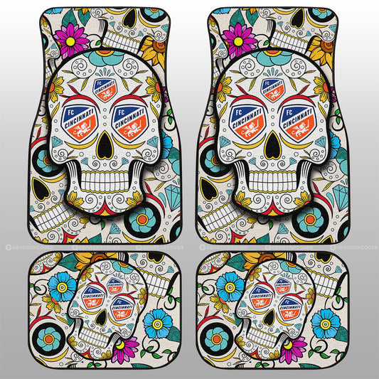 FC Cincinnati Car Floor Mats Custom Sugar Skull Car Accessories - Gearcarcover - 1