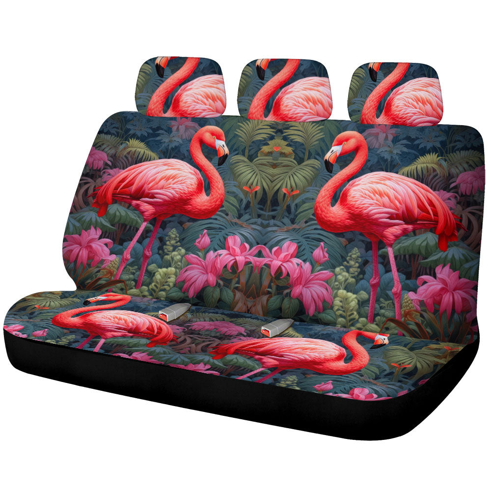 Flamingo Mixed Floral Car Back Seat Cover Custom Car Accessories - Gearcarcover - 1