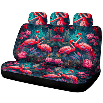 Flamingo Mixed Floral Car Back Seat Cover Custom Car Accessories - Gearcarcover - 1