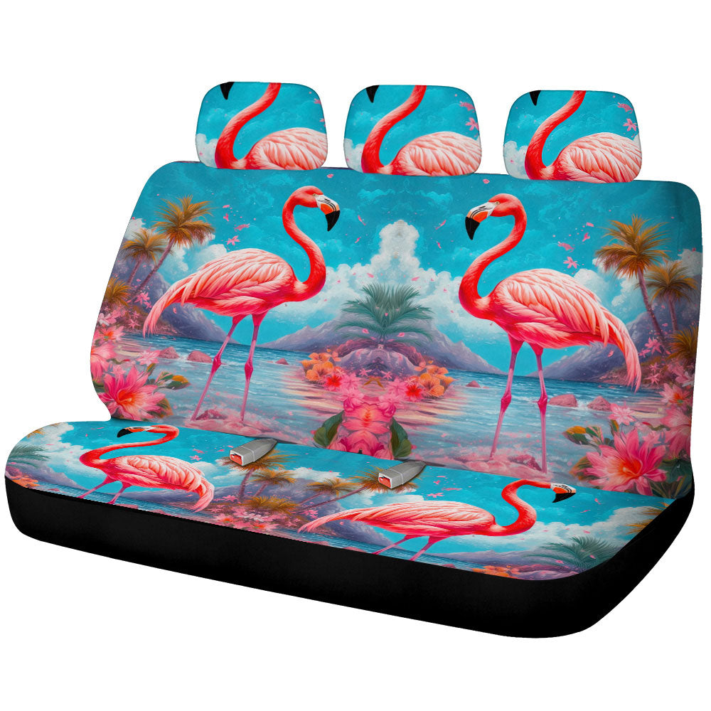 Flamingo Mixed Floral Car Back Seat Cover Custom Car Accessories - Gearcarcover - 1