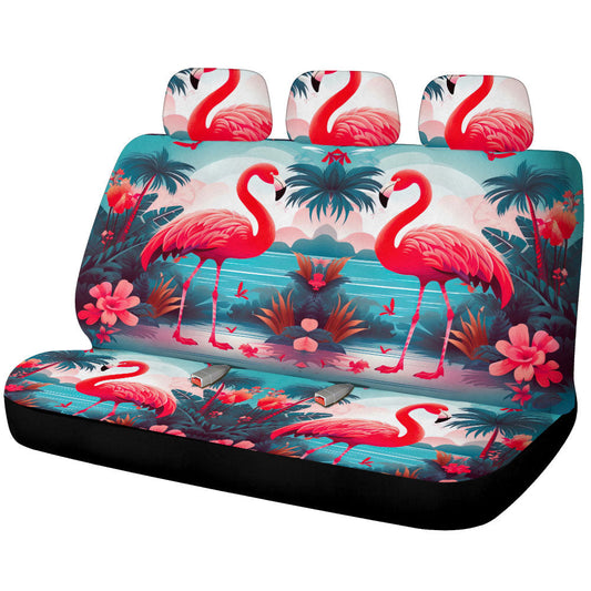 Flamingo Mixed Floral Car Back Seat Cover Custom Car Accessories - Gearcarcover - 1