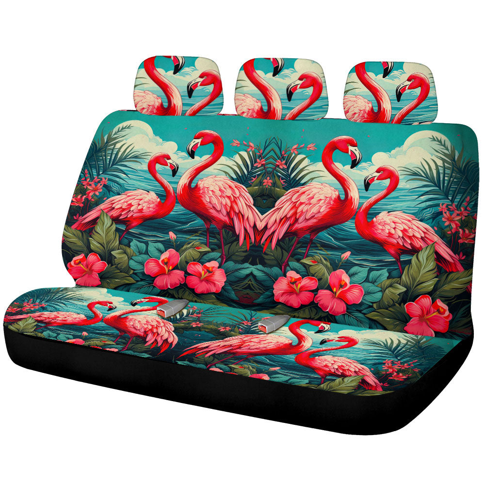 Flamingo Mixed Floral Car Back Seat Cover Custom Car Accessories - Gearcarcover - 1