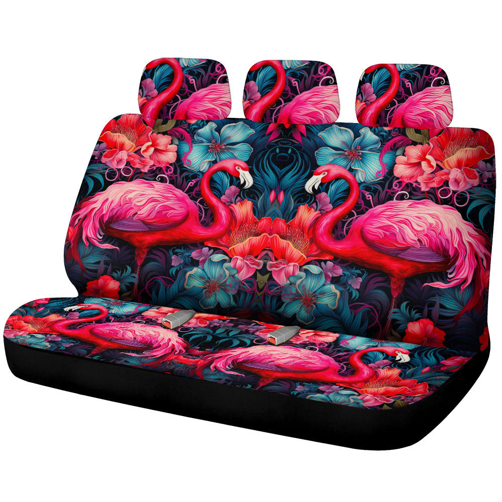 Flamingo Mixed Floral Car Back Seat Cover Custom Car Accessories - Gearcarcover - 1