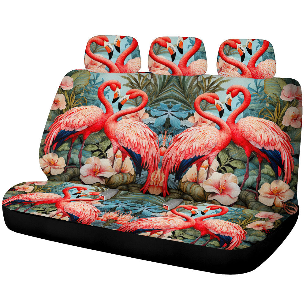 Flamingo Mixed Floral Car Back Seat Cover Custom Car Accessories - Gearcarcover - 1