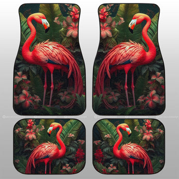 Flamingo Mixed Floral Car Floor Mats Custom Car Accessories - Gearcarcover - 1