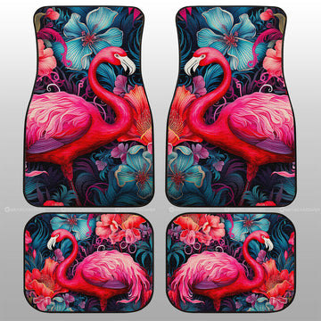 Flamingo Mixed Floral Car Floor Mats Custom Car Accessories - Gearcarcover - 1