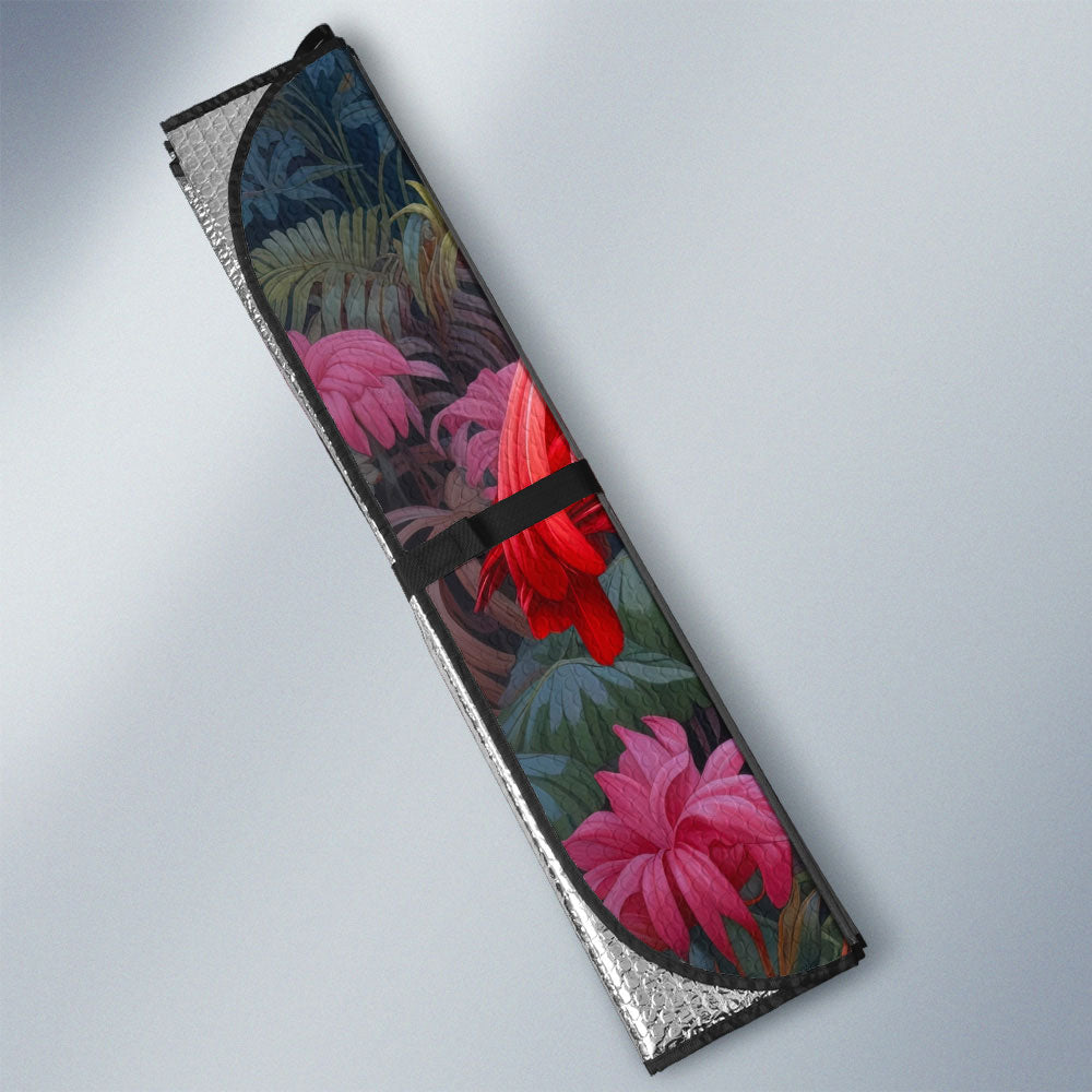 Flamingo Mixed Floral Car Sunshade Custom Car Accessories - Gearcarcover - 3