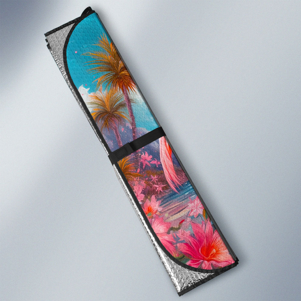 Flamingo Mixed Floral Car Sunshade Custom Car Accessories - Gearcarcover - 3