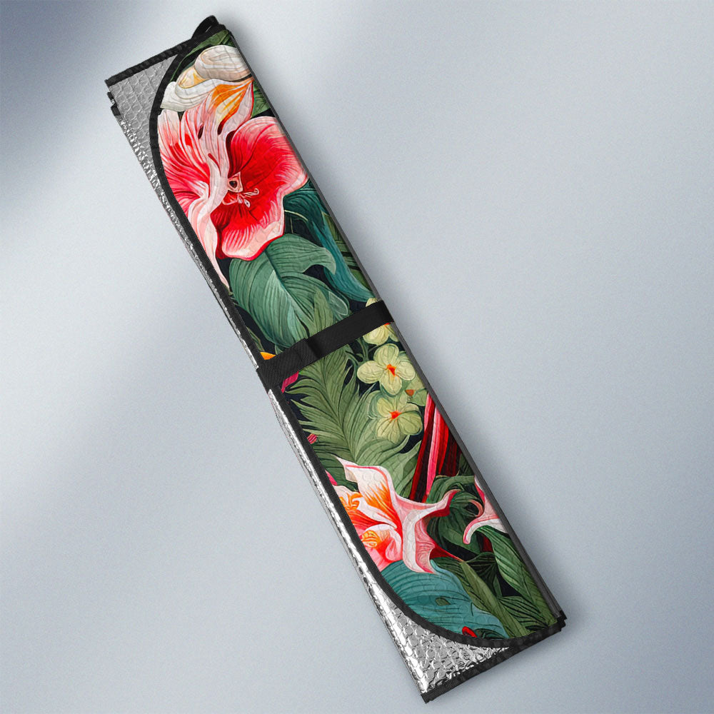 Flamingo Mixed Floral Car Sunshade Custom Car Accessories - Gearcarcover - 3