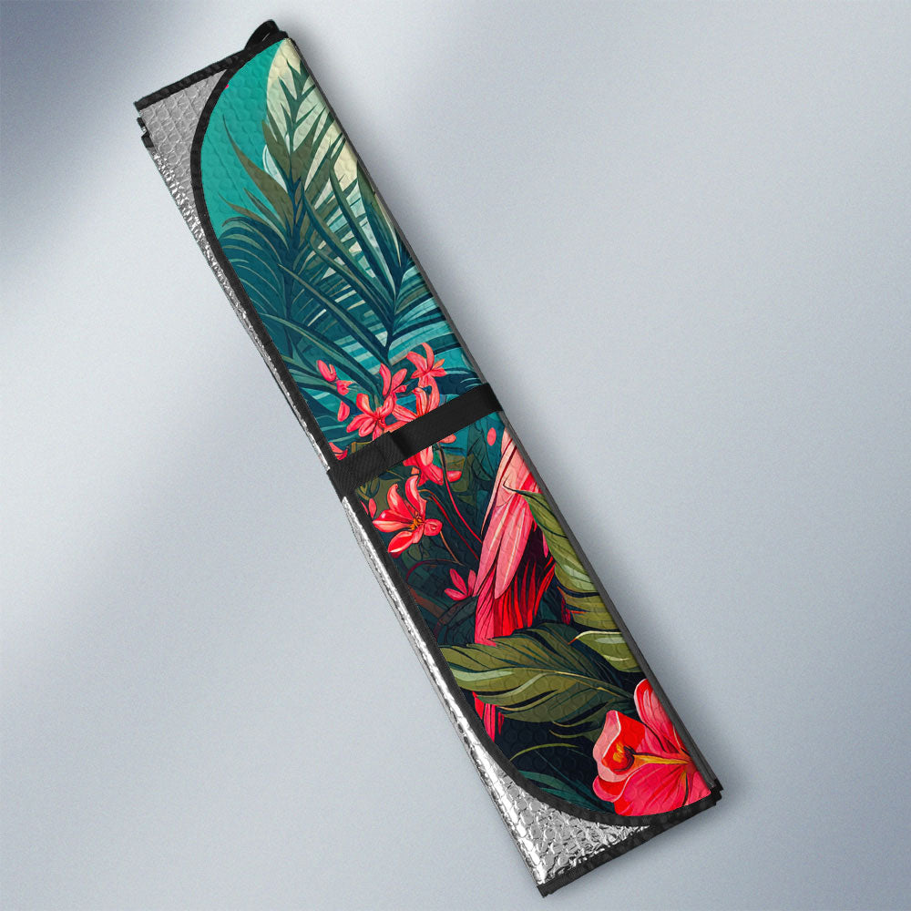 Flamingo Mixed Floral Car Sunshade Custom Car Accessories - Gearcarcover - 3