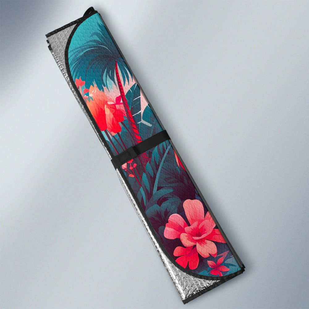 Flamingo Mixed Floral Car Sunshade Custom Car Accessories - Gearcarcover - 3
