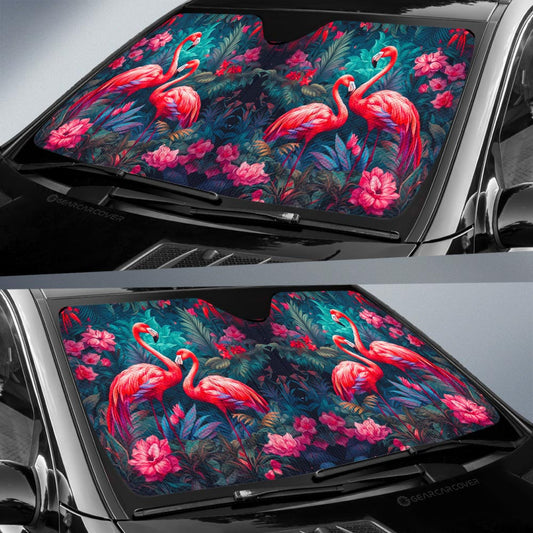 Flamingo Mixed Floral Car Sunshade Custom Car Accessories - Gearcarcover - 2