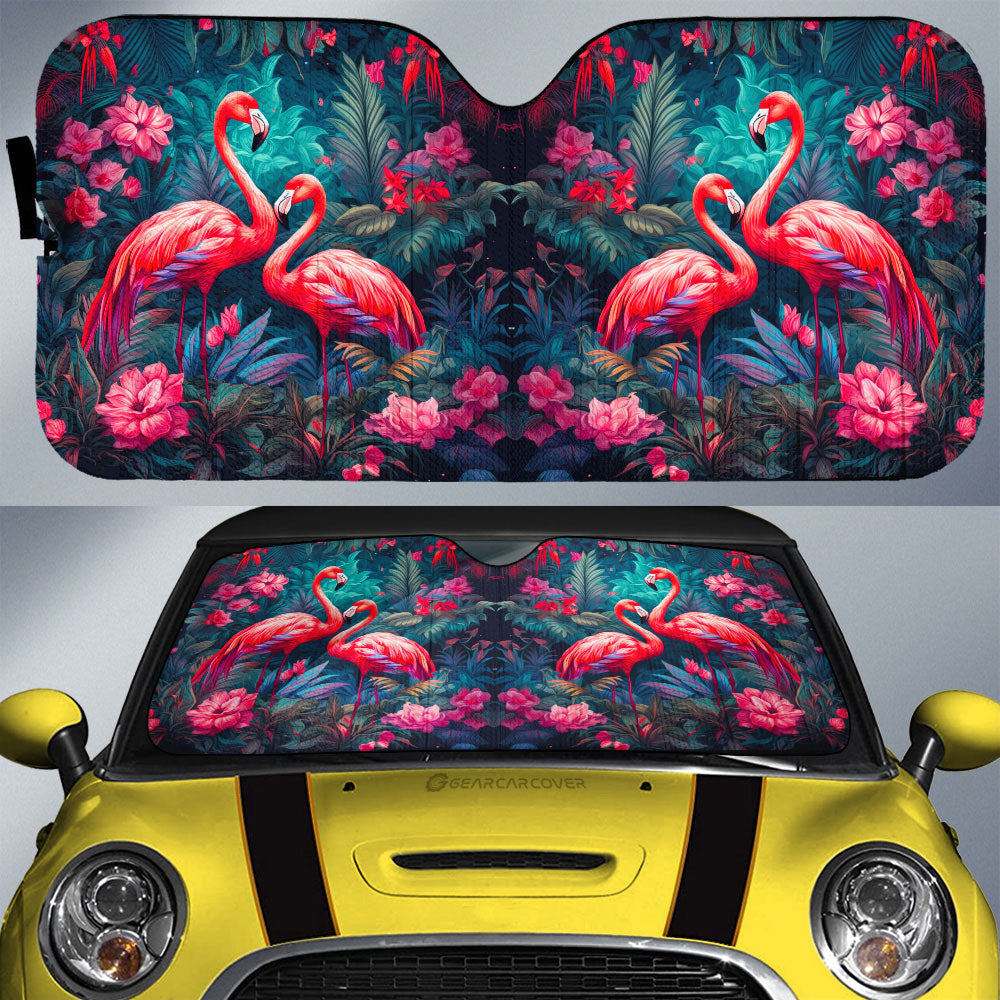 Flamingo Mixed Floral Car Sunshade Custom Car Accessories - Gearcarcover - 1