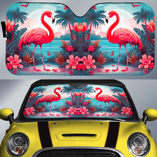 Flamingo Mixed Floral Car Sunshade Custom Car Accessories - Gearcarcover - 1