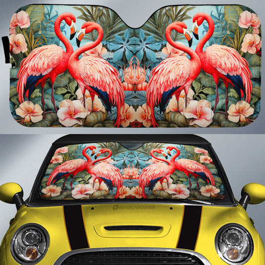 Flamingo Mixed Floral Car Sunshade Custom Car Accessories - Gearcarcover - 1