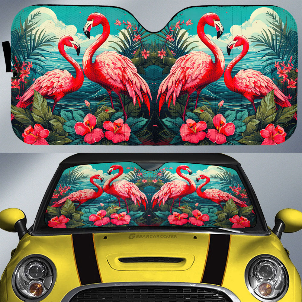 Flamingo Mixed Floral Car Sunshade Custom Car Accessories - Gearcarcover - 1