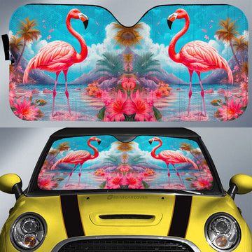 Flamingo Mixed Floral Car Sunshade Custom Car Accessories - Gearcarcover - 1