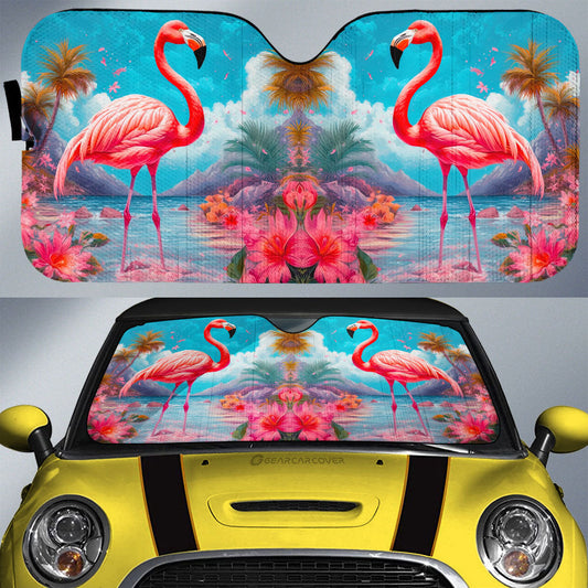Flamingo Mixed Floral Car Sunshade Custom Car Accessories - Gearcarcover - 1