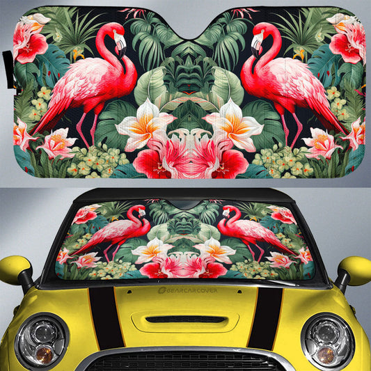 Flamingo Mixed Floral Car Sunshade Custom Car Accessories - Gearcarcover - 1