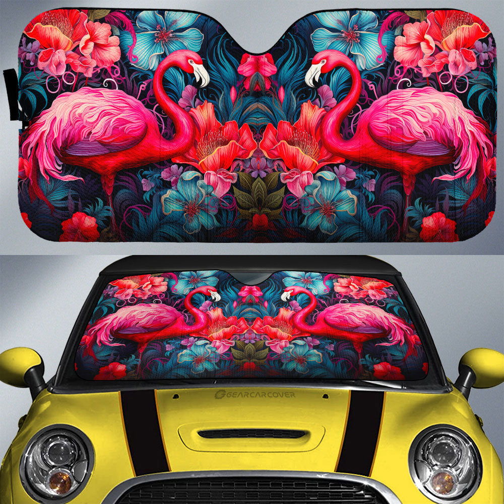 Flamingo Mixed Floral Car Sunshade Custom Car Accessories - Gearcarcover - 1