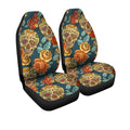 Floral Sugar Skull Car Seat Covers Custom Vintage Style Car Accessories - Gearcarcover - 3