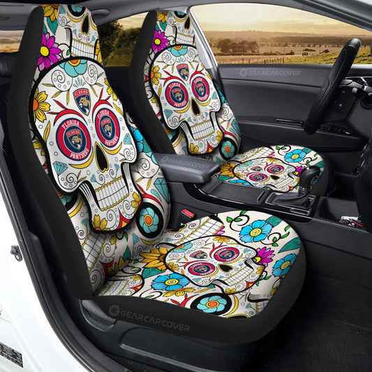 Florida Panthers Car Seat Covers Custom Sugar Skull Car Accessories - Gearcarcover - 2