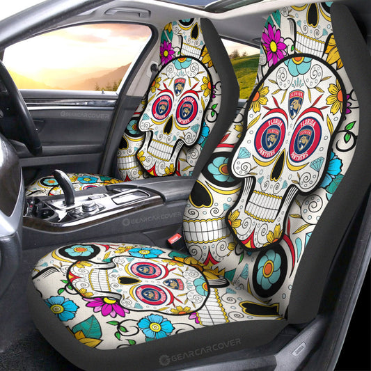 Florida Panthers Car Seat Covers Custom Sugar Skull Car Accessories - Gearcarcover - 1