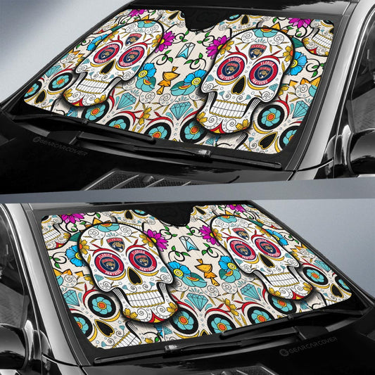 Florida Panthers Car Sunshade Custom Sugar Skull Car Accessories - Gearcarcover - 2