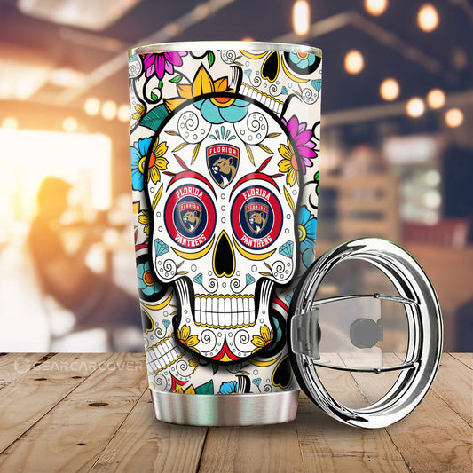 Florida Panthers Tumbler Cup Custom Sugar Skull Car Accessories - Gearcarcover - 1