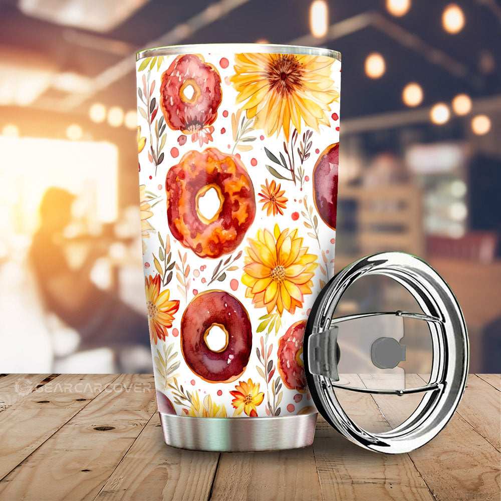 Flower Donuts Tumbler Cup Custom Girly Pattern Car Accessories - Gearcarcover - 1