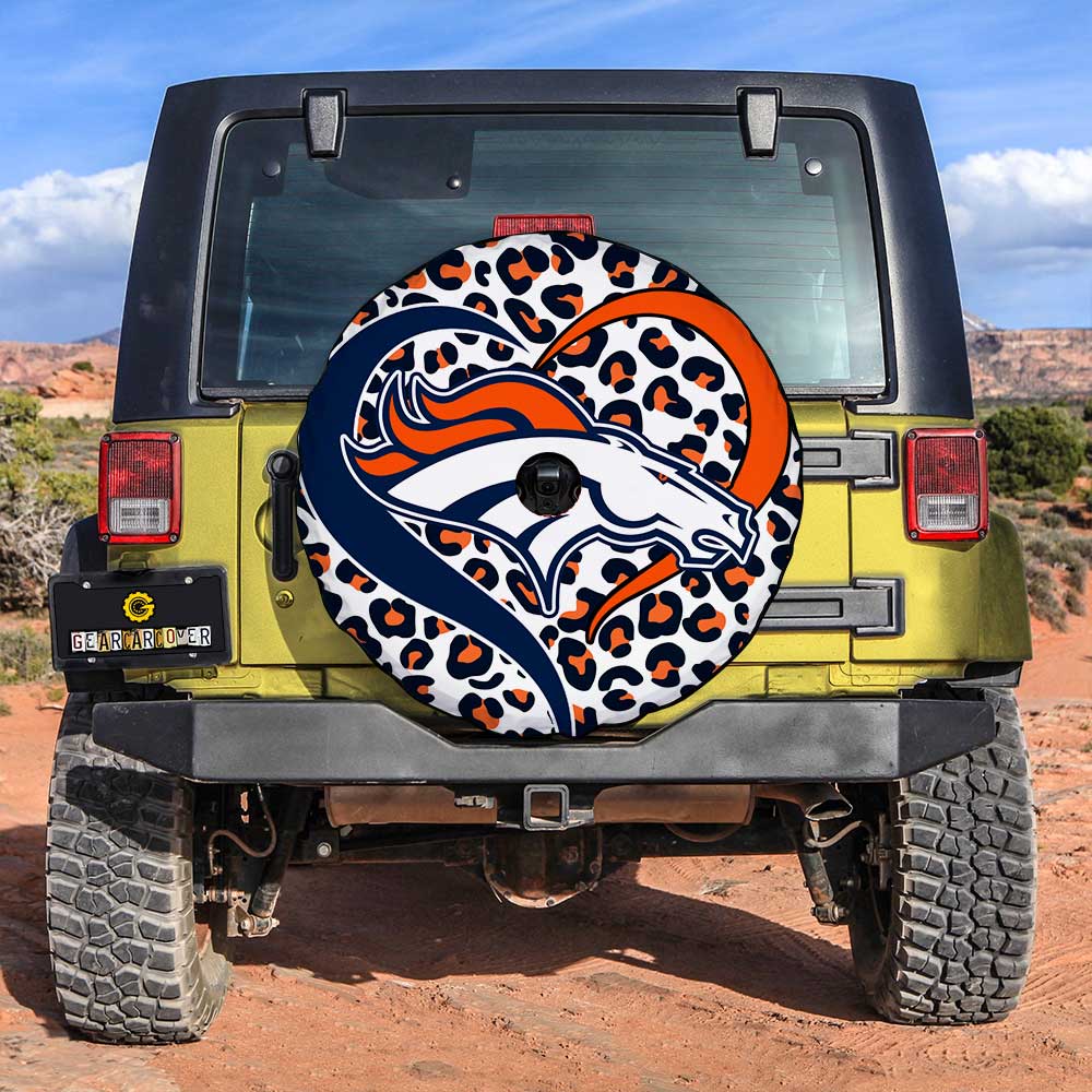 Football Heart Mixed Leopard Denver Broncos Tire Cover With Camera Hole - Gearcarcover - 3