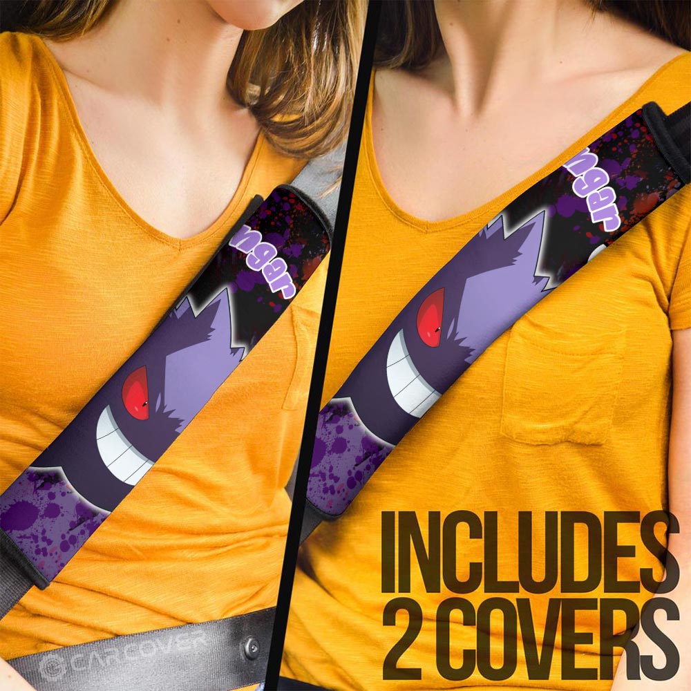 Gengar Seat Belt Covers Custom Tie Dye Style Anime Car Accessories - Gearcarcover - 3