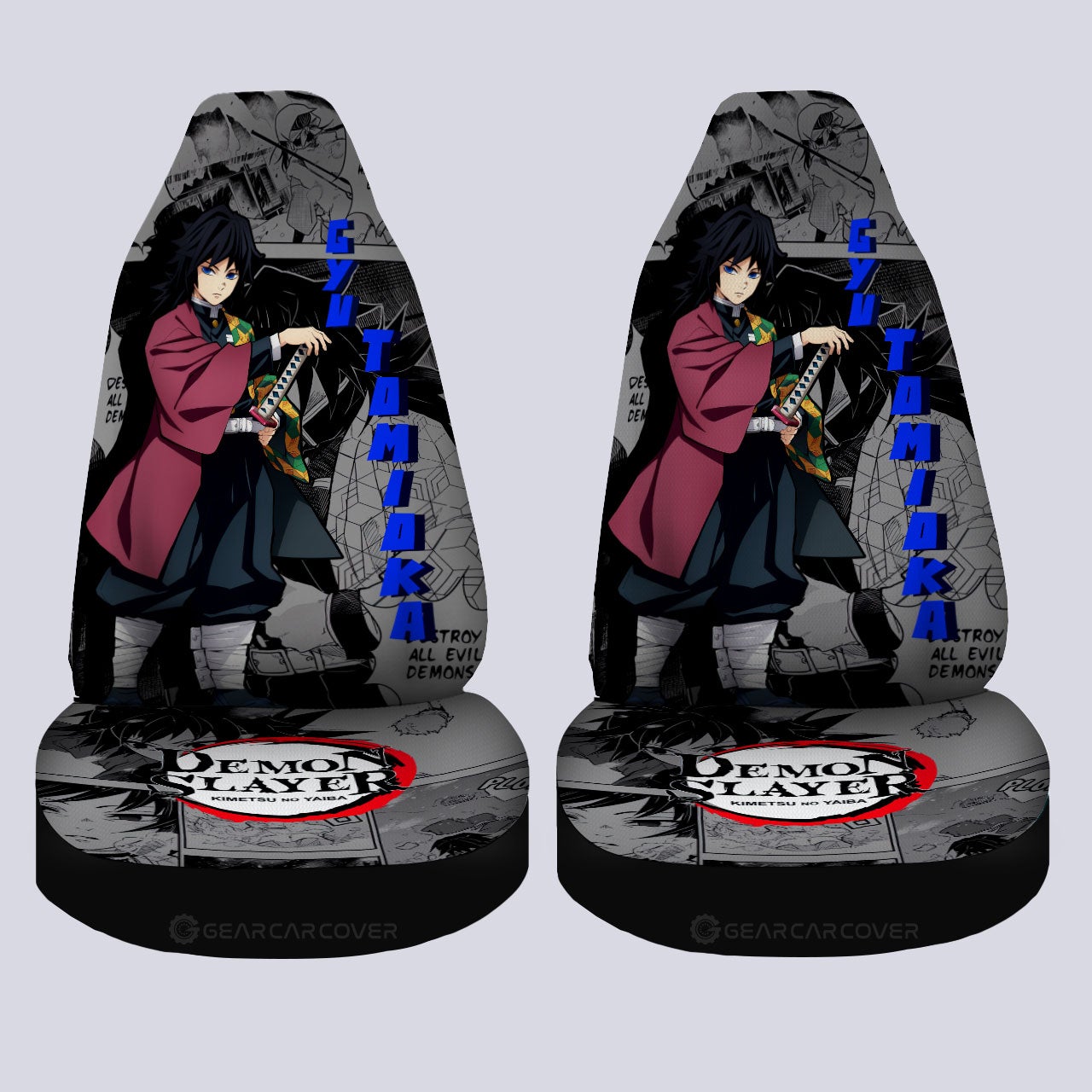 Giyu Tomioka Car Seat Covers Custom Mix Mangas - Gearcarcover - 4