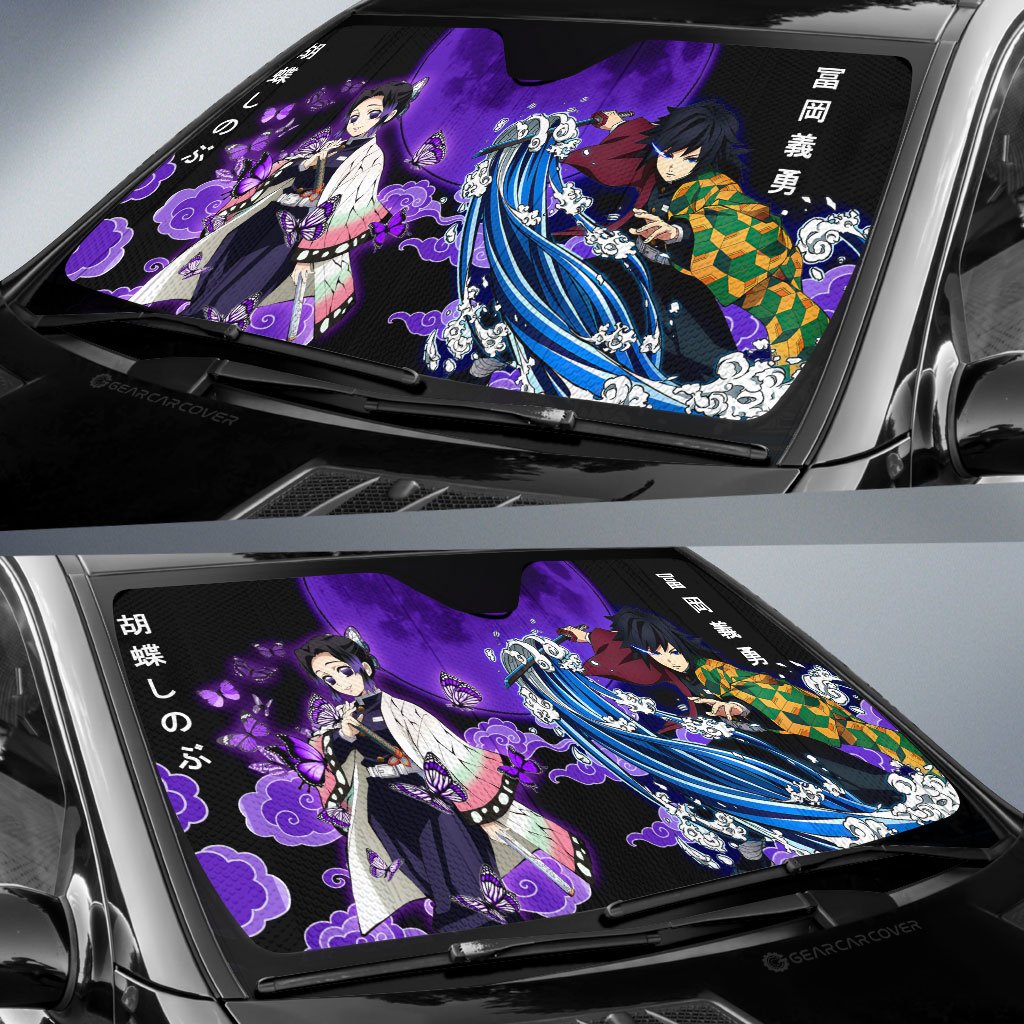 Giyuu And Shinobu Car Sunshade Custom Car Accessories - Gearcarcover - 2